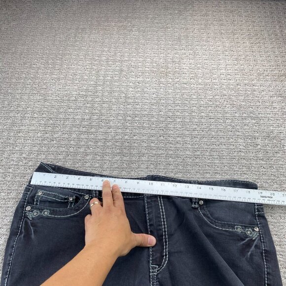 Suko Jeans Women Size 16 Black Dazzled Rhinestones Faded Washed Denim Black - Picture 9 of 13